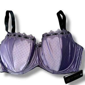 Polish Lingerie Le Vernis SZ EU 90E 40DD
Celeste Lavender Satin Lace Bra NWT